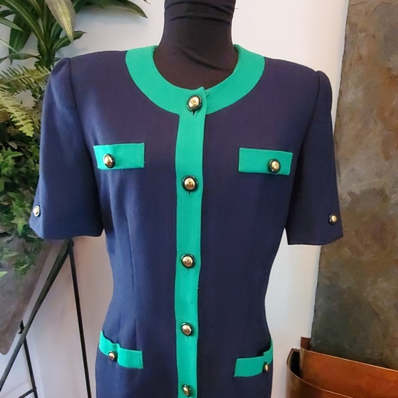 Kasper Navy/Green Sheath - Size 10 - Picture 2 of 7